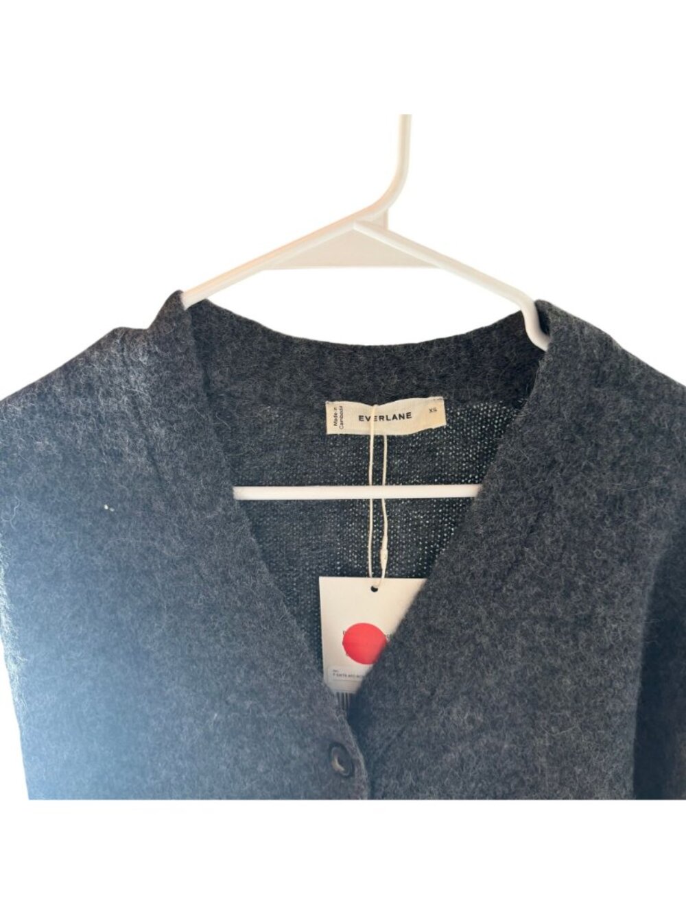 Everlane The Boxy V-Neck Cardigan Dark Gray Alpaca Size XS NWT - Picture 5 of 6